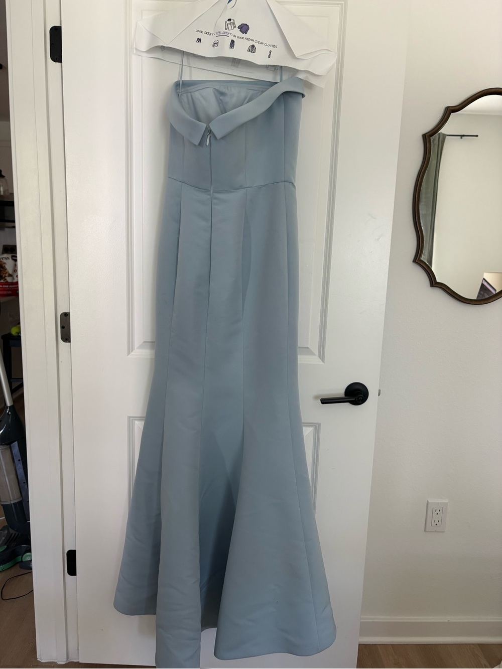 Strapless Light Blue Mermaid Evening Dress Gown / Black Tie / Bridesmaid - Picture 5 of 6